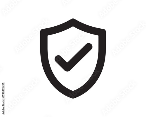 simple shield icon with checkmark in black  minimalist design for security ui and web