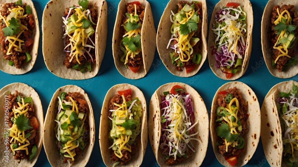 Fototapeta premium Creative Taco Layout – Balanced Arrangement on Minimal Background