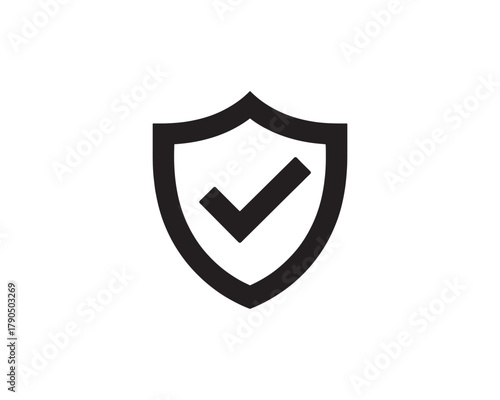 simple shield icon with checkmark in black  minimalist design for security ui and web