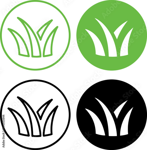 Minimalist Grass and Lawn Icon Set for Nature and Garden Design