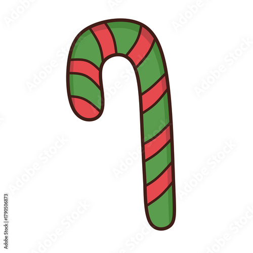 christmas candy cane with green and red color