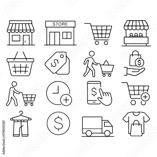 Shopping icon set vector