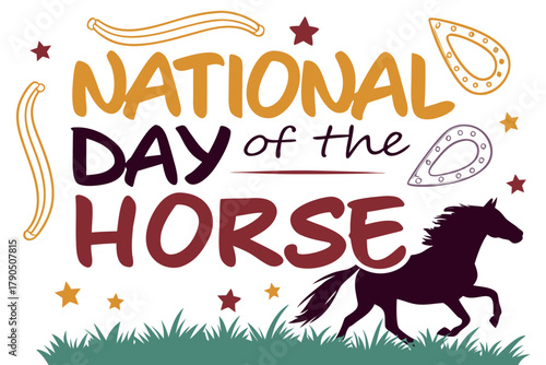 NATIONAL DAY OF THE HORSE vector illustration isolated on white background