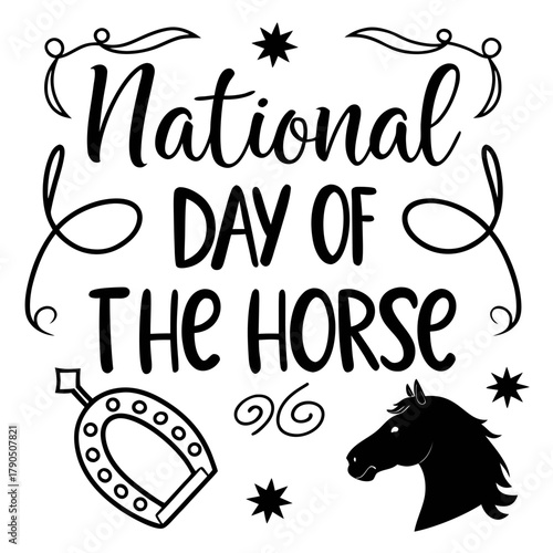 NATIONAL DAY OF THE HORSE vector illustration 