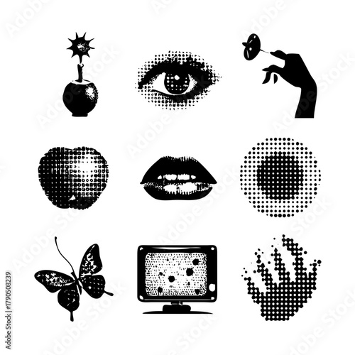 Collection of halftone design elements for design