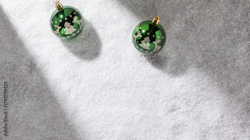 Wallpaper Mural green christmas ball on white snow background,christmas decoration on a snow background with copy space,Christmas holidays banner with bauble,white christmas background Torontodigital.ca