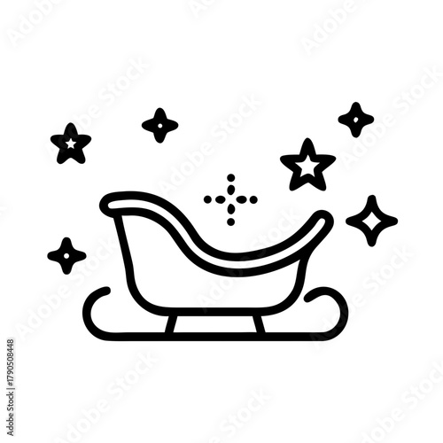 Sleigh icon, winter holiday and christmas time