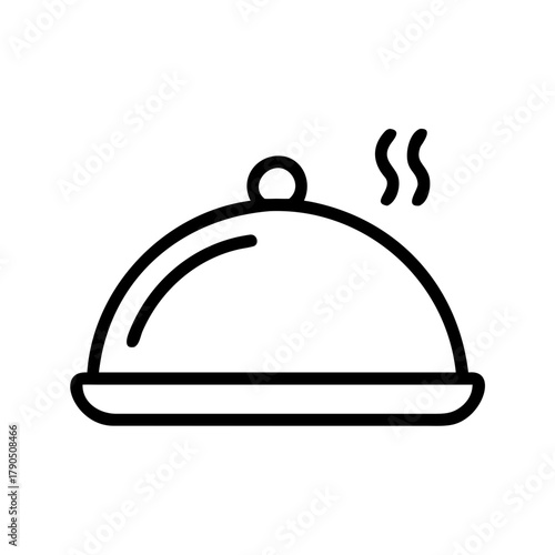 Hot dish icon, food serving plate with steam