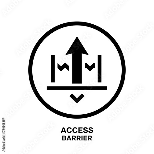 Access Barrier Symbol - Upward Arrow with Obstacles in a Circle.