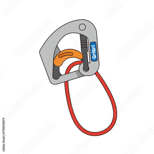 Illustration of a GriGri belay device with rope.