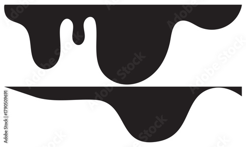 Black dripping ink, Isolated spots of paint, floating oil blots vector, ink splatter black, stain and drip illustration