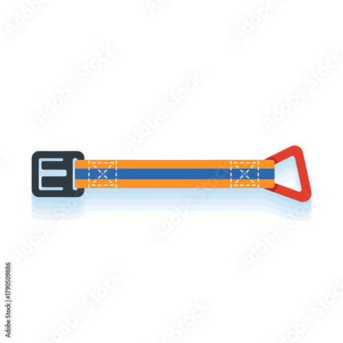 Orange and Blue Ratchet Strap with Buckle and Triangle End.
