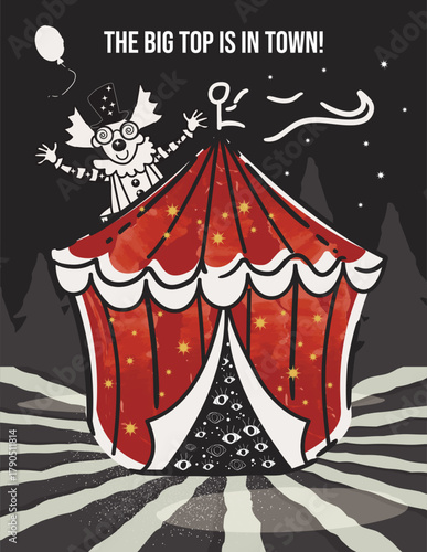 Circus Tent. Big Top, Carnival, Vintage Red and White Stripes