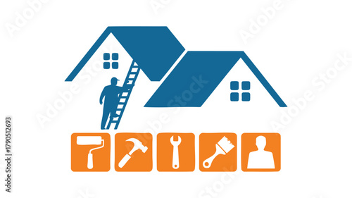 House repair service worker logo