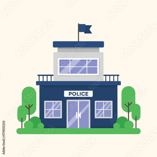 Police Station Illustration A Symbol of Community Safety and Law Enforcement