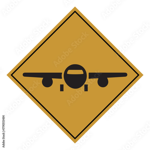 airplane sign on a border with white background