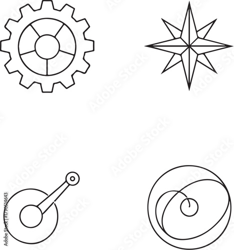 clockwork abstractions black and white vector set.eps