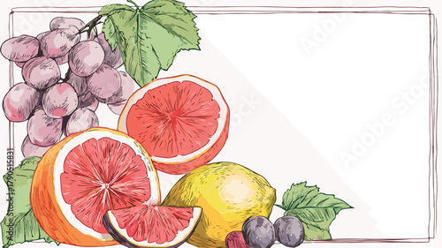 Vibrant Delicious Food Recipe Card Design with Fresh Ripe Fruit Vector Illustration