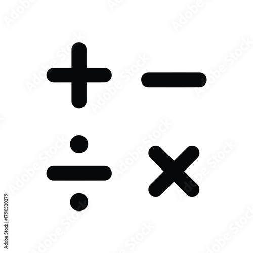 Basic math symbols plus minus division multiplication