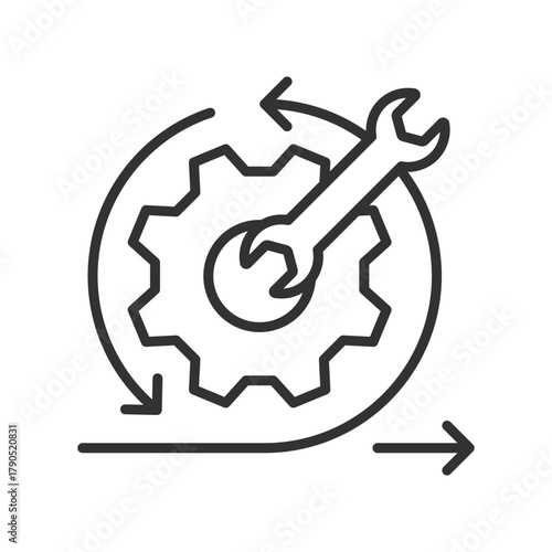 Maintain icon in line design. maintain, repair, fix, agile, process, improvement, system on white background vector. Maintain editable stroke icon
