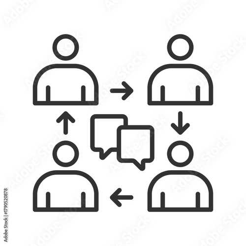 Communication icon in line design. communication, teamwork, collaboration, agile, message, feedback, planning on white background vector. Communication editable stroke icon