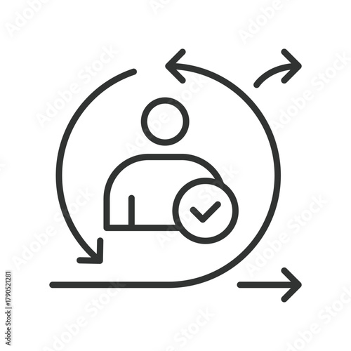 Adaptive planning icon in line design. adaptive, planning, agile, flexibility, strategy, iteration, improvement on white background vector. Adaptive planning editable stroke icon