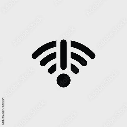 Black wifi signal icon with exclamation mark indicating no connection