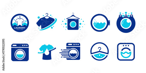 Laundry Logo Set Vector Design