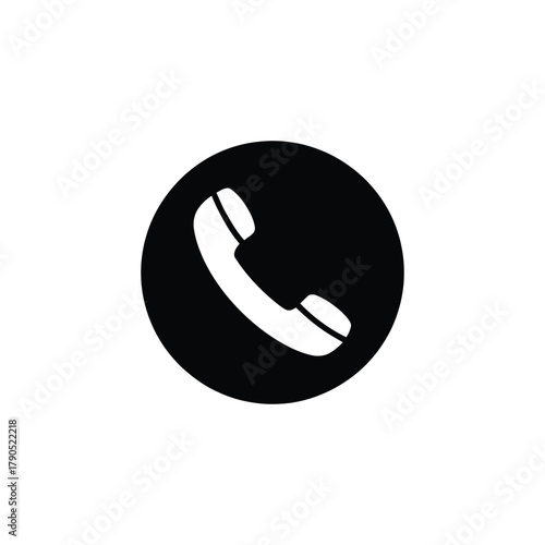 Classic black telephone handset icon inside a circle