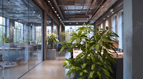 Abstract blurred office interior room. blurry working space with defocused effect. use for background or backdrop in business concept