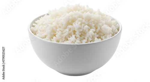 Perfectly Cooked Rice Bowl Fluffy White Rice Grain Staple Food Isolated Culinary Ingredient Dietary Essential Asian