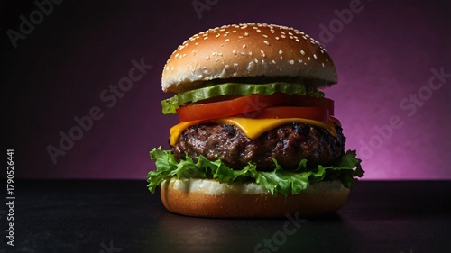Glowing Burger Under Neon Light – Modern Food Photography 2025