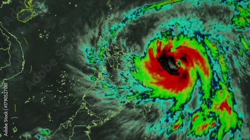 Whirling Fury: A high-definition satellite image captures the raw power and intricate structure of a large cyclone, showcasing nature's untamed and awesome energy.