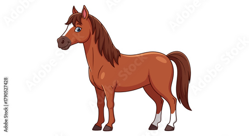 Cartoon Horse Illustration on White Background
