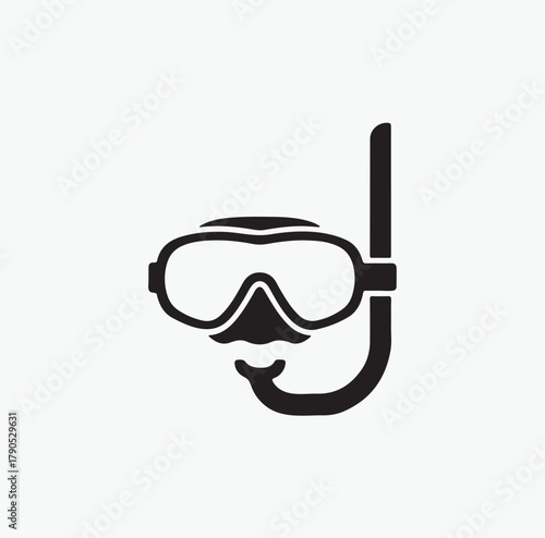 Diving mask and snorkel vector icon"