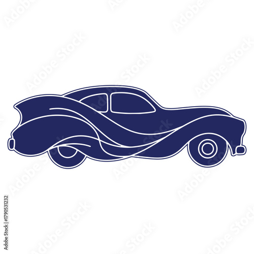 Classic car vintage style drawing with smooth curves and elegant design illustration for automotive industry and nostalgic themes