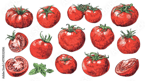 Vibrant Tomato Food and Drink Vector Collection for Healthy Lifestyle