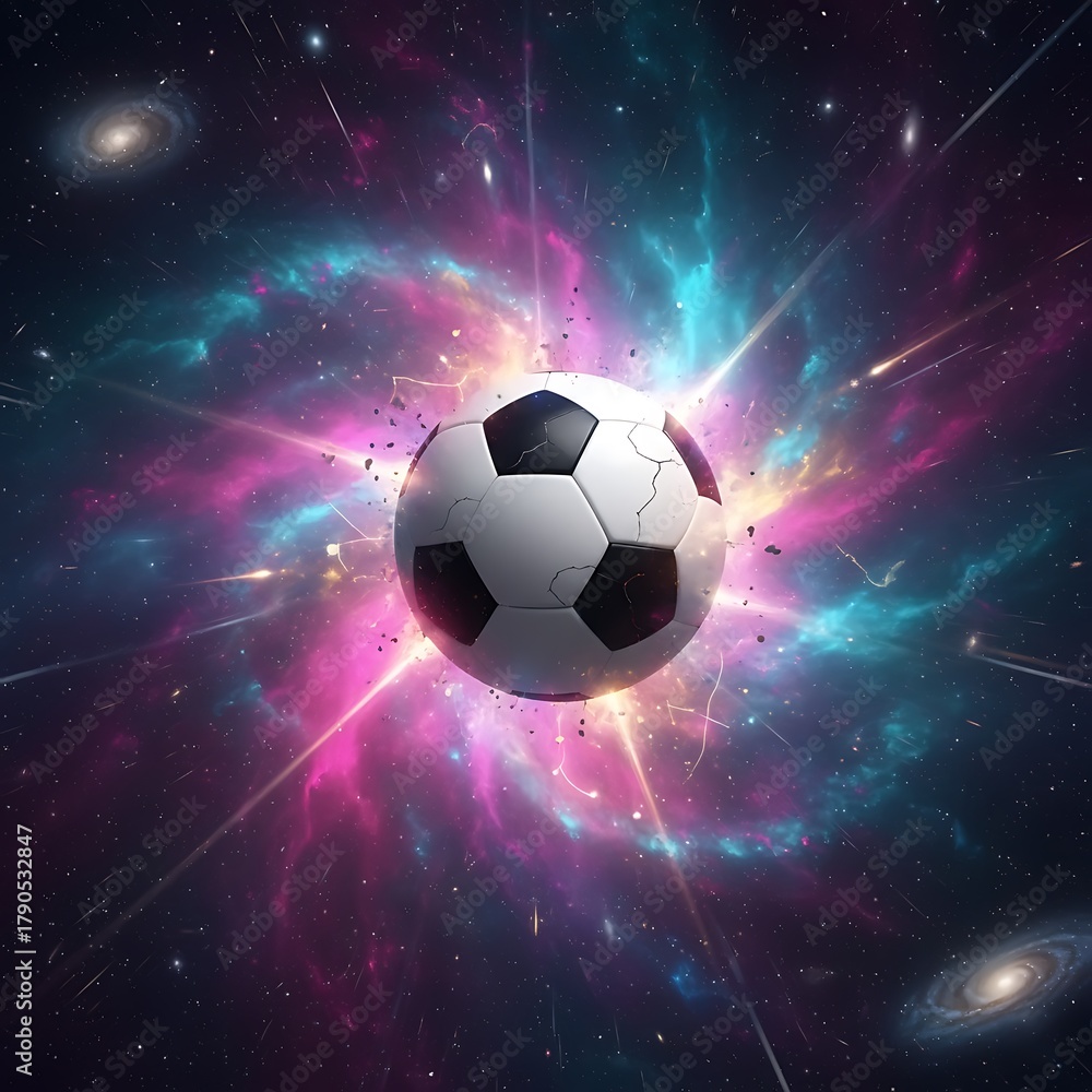 Fototapeta premium Galaxy Soccer Explosion Background