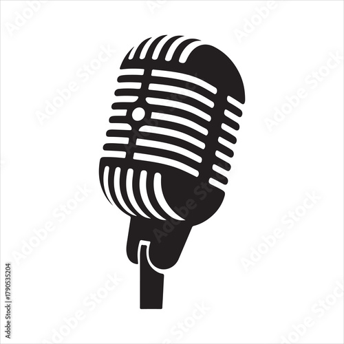 retro microphone isolated on white background