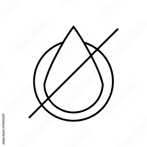 No water sign with drop and circle crossed by line on transparent background silhouette
