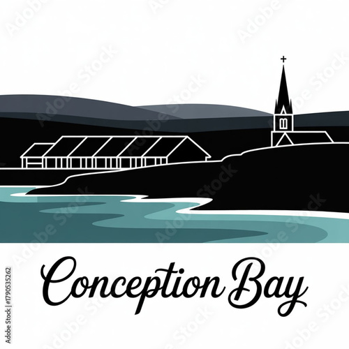 ‎Conception Bay South Skyline Silhouette — A Coastal Newfoundland City on the Atlantic Vector Illustration