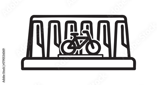 Bike sharing dock station outline icon vector
