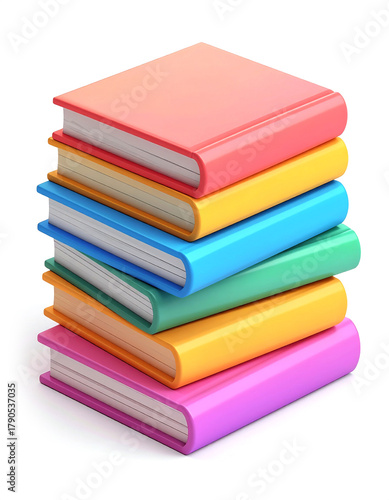 Wallpaper Mural 積み重なったカラフルな本の3Dイラスト（3D illustration of a stack of colorful books）
 Torontodigital.ca