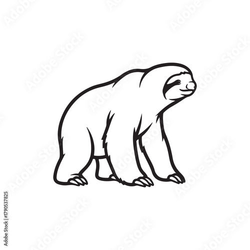 Giant sloth outline vector flat illustration design
