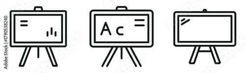 Blackboard Icon Set – Outline and Minimal Education Symbols for Teaching, Learning, and Classroom Design