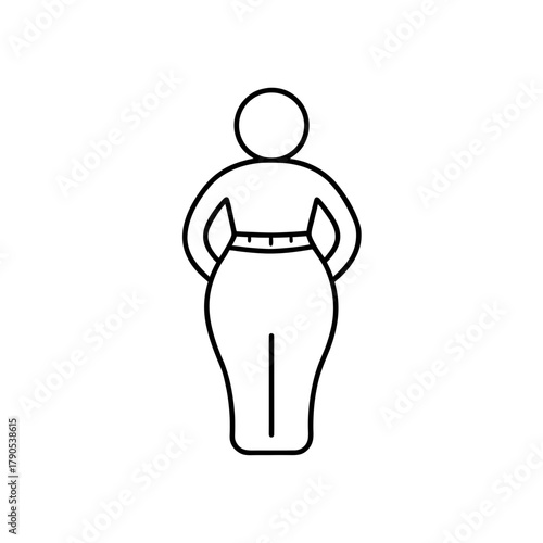 Outline drawing of a woman with curvy figure shape on transparent background silhouette