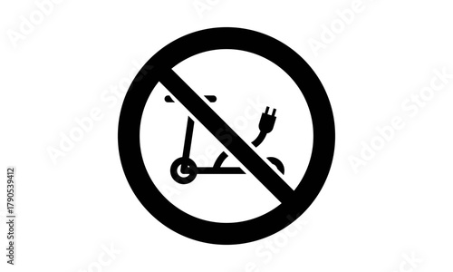 Piktogramm E-Scooter verboten – minimalistisches Verbotszeichen für Pläne, Broschüren und Gebäude, schwarz