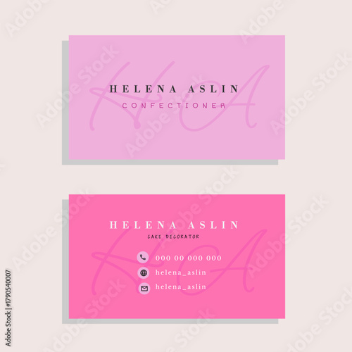 Pink pastry chef business cards