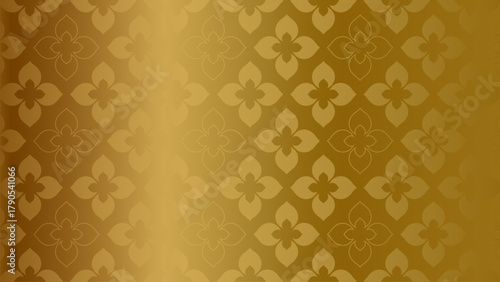 Luxury Golden Thai Pattern Background with Floral Motif