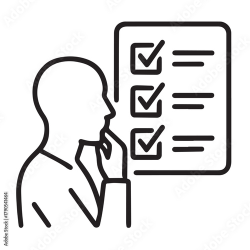 Person contemplating a checklist with completed tasks